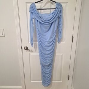 Baby Shower Blue Draped Women's Dress